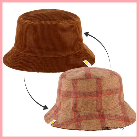 Reversible Corduroy and Plaid Packable Travel Hat, Wide Brim Summer Hat main image 4